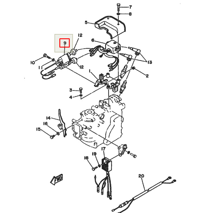 Катушка высоковольтная Yamaha 9.9-40 (Япония), арт. 6E7-85570-19,          Nano Protech 