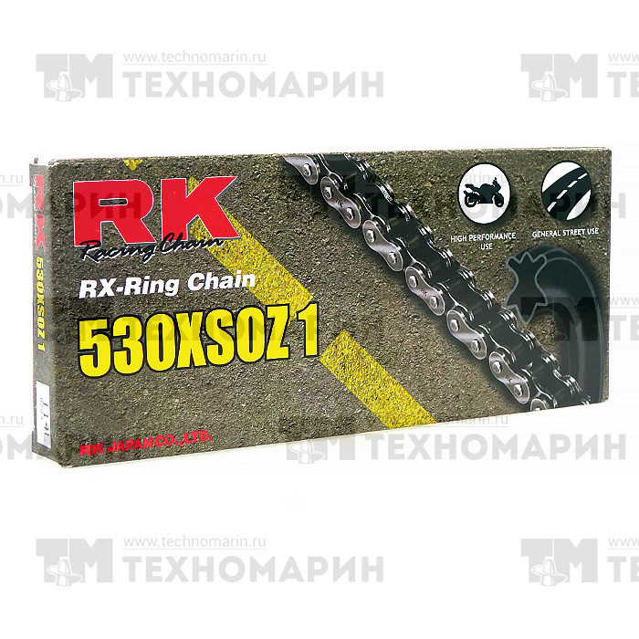 Цепь для мотоцикла до 1000 см³ (с сальниками RX-RING) 530XSOZ1-114, арт. 530XSOZ1-114,          RK Chains 