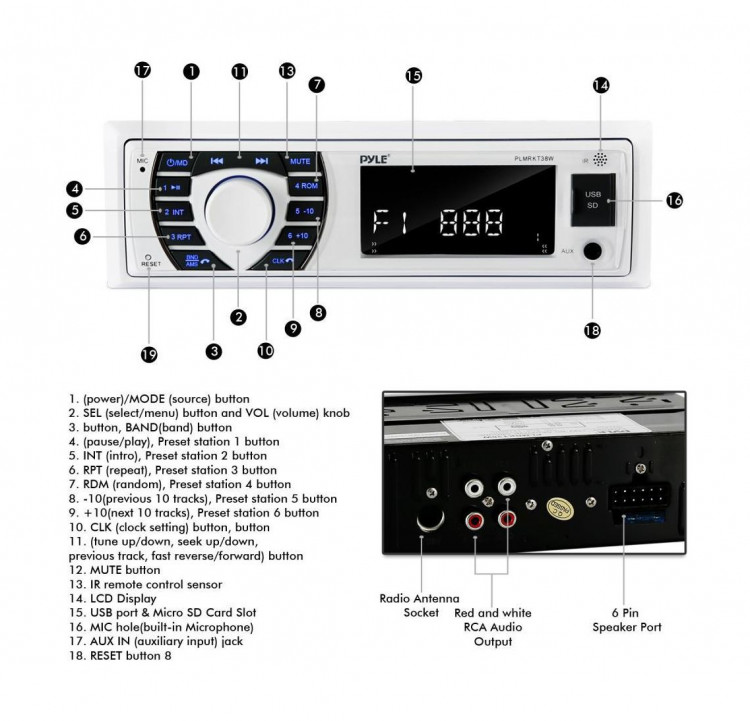 Морская акустика 1DIN PYLE PLMRKT38W, комплект, арт. PLMRKT38W,          PYLE  Морская акустика 1DIN PYLE PLMRKT38W, комплект, арт. PLMRKT38W,          PYLE