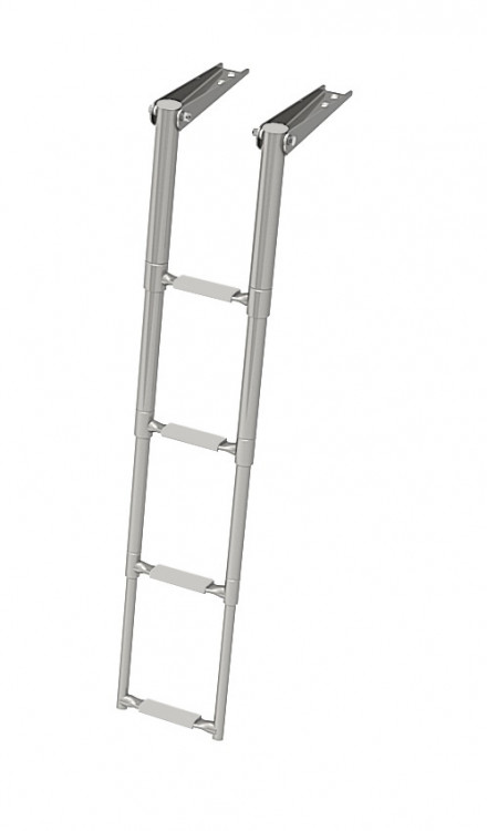 Трап телескопический складной узкий, 4 серых ступени (ширина 264 мм.), арт. 040162GT,          Техномарин 