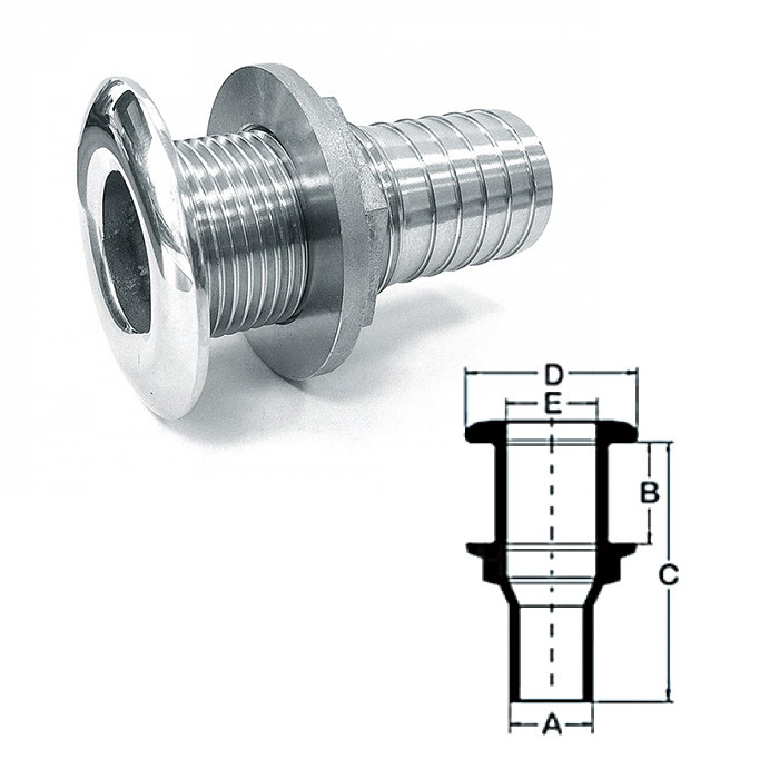 Стакан дренажный 1" с гайкой, нержавеющая сталь, арт. 011001,          Homer 