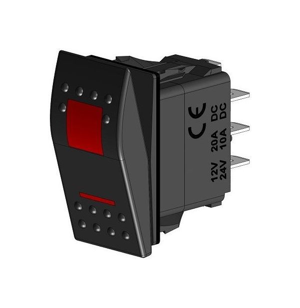 Переключатель трехпозиционный ON-OFF-ON 4Р с подсветкой, арт. 4620136040273,          MARINE ROCKET 