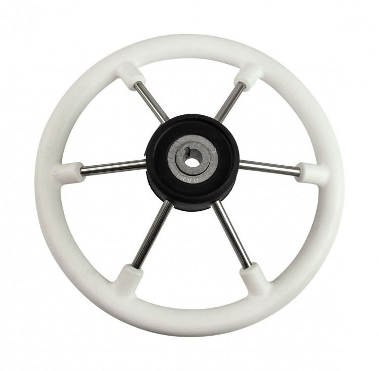 Рулевое колесо LEADER TANEGUM белый обод серебряные спицы д. 330 мм, арт. VN7330-08,          Volanti Luisi 