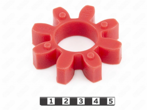 Вставка упругой муфты эластичная (звездочка) 65*30*15 , M92/красный , с отверстием, 8 лучей бочкообразной формы