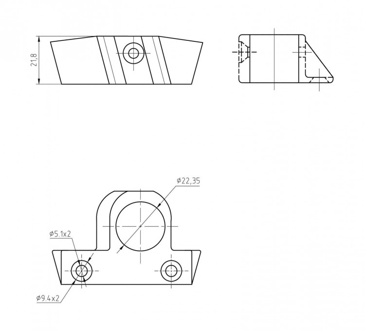 Кронштейн для трапа правый 7/8" (22 мм), арт. 66006_Kof,          Kofuku  Кронштейн для трапа правый 7/8" (22 мм), арт. 66006_Kof,          Kofuku