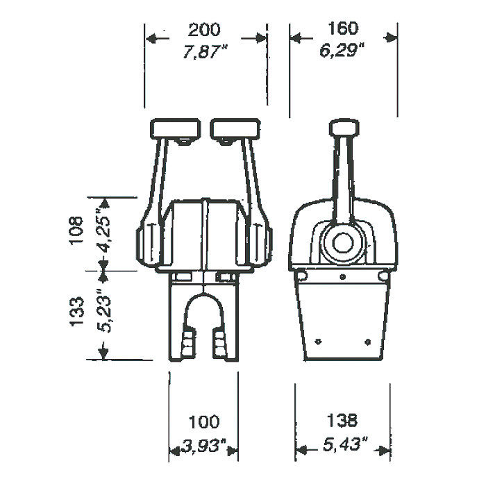 Контроллер горизонтального крепления для 2-х моторов с тримом, арт. B79,          Ultraflex  Контроллер горизонтального крепления для 2-х моторов с тримом, арт. B79,          Ultraflex