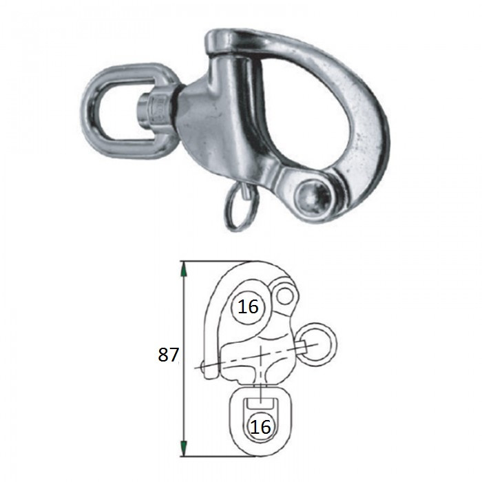 Карабин вертлюжный 16мм, арт. 2424-0116,          CIM 