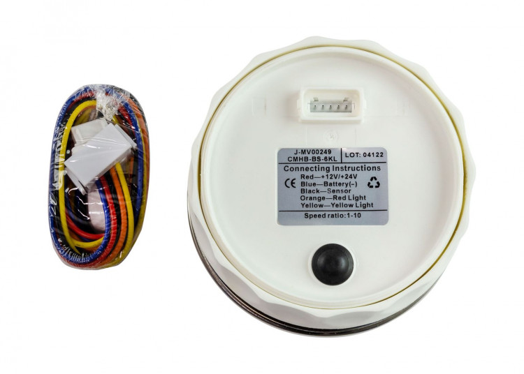 Тахометр 0-6000 об/мин со счетчиком моточасов делитель 1-10, черный циферблат, нержавеющий ободок, арт. TMA6004BSMR,          MARINE ROCKET 