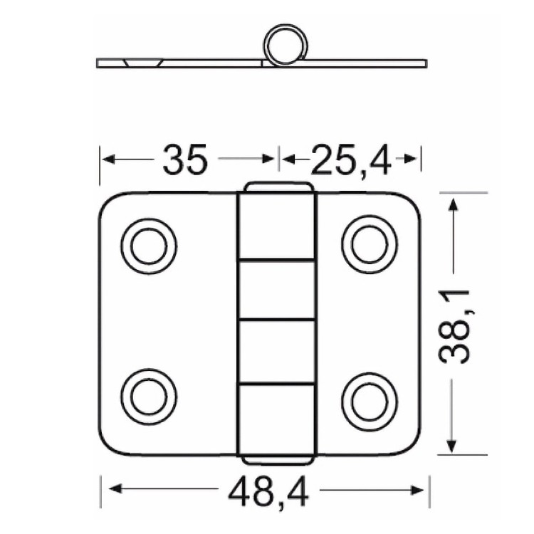 Петля из полированной нержавеющей стали 60,4x38,1х2 мм, арт. 10268096,          Osculati 