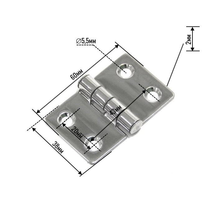 Петля неразъемная 60х38х2мм SUNFINE, арт. SF31008,          SUNFINE MARINE 