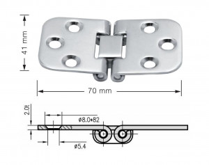 Петля 70х41 мм, нержавеющая