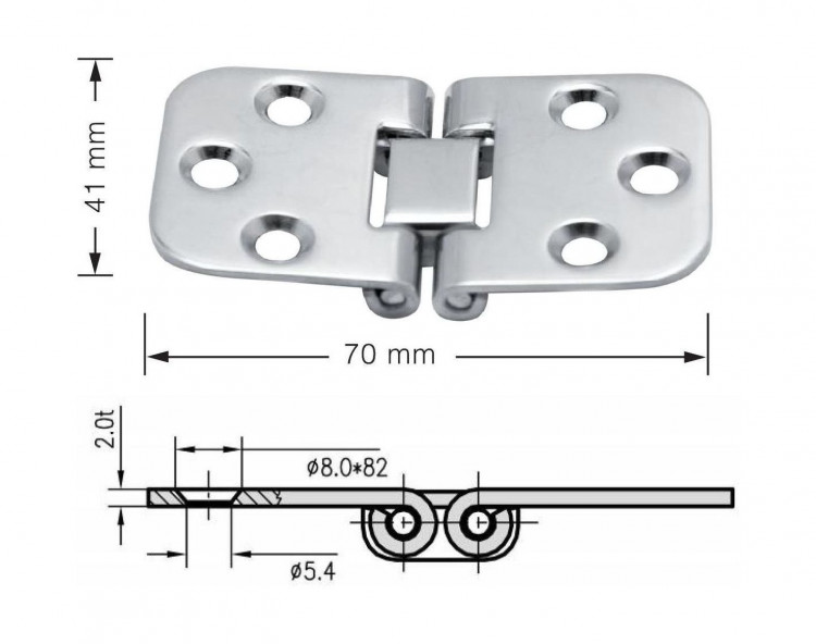 Петля 70х41 мм, нержавеющая, арт. 4620136032698,          Marine Rocket 