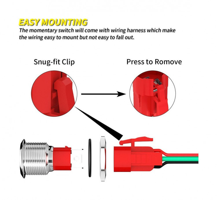 Кнопка без фиксации, подсветка красная, 12 В, д. 19мм, арт. 4620136058988,          Marine Rocket  Кнопка без фиксации, подсветка красная, 12 В, д. 19мм, арт. 4620136058988,          Marine Rocket