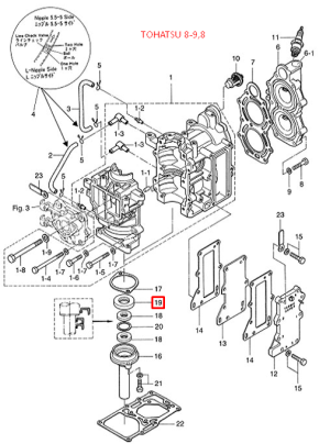 Сальник Tohatsu (3B2-00122-0) (20x40x7) (Kacawa)