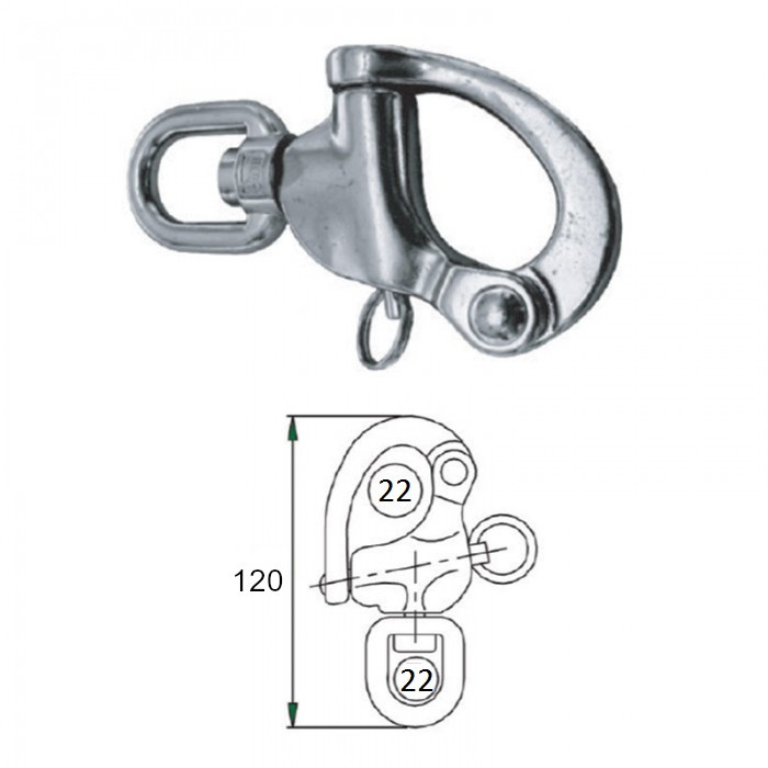 Карабин вертлюжный 22мм, арт. 2424-0122,          CIM 