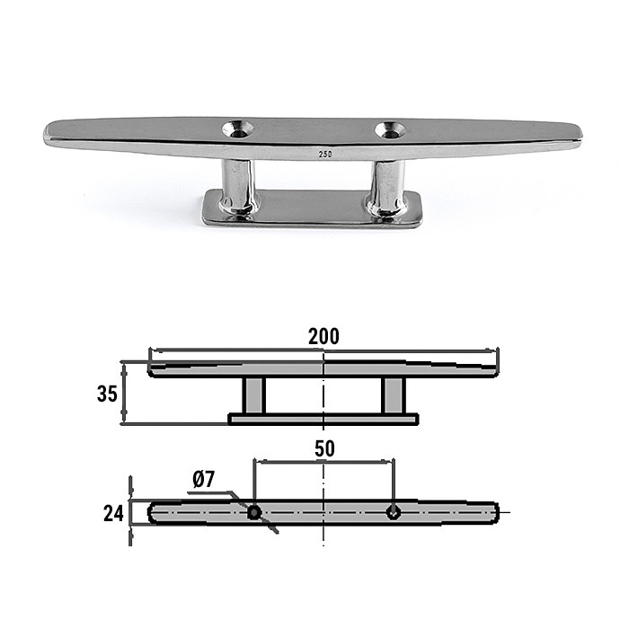 Утка швартовая 200мм прод.креп, арт. 003803,          Homer 