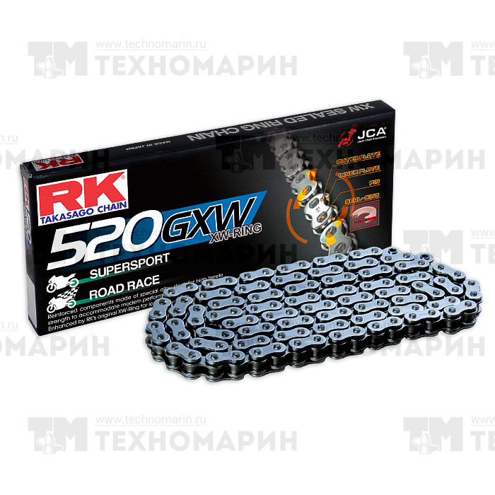 Цепь для мотоцикла до 1200 см³ (с сальниками XW-RING) 520GXW-120, арт. 520GXW-120,          RK Chains 