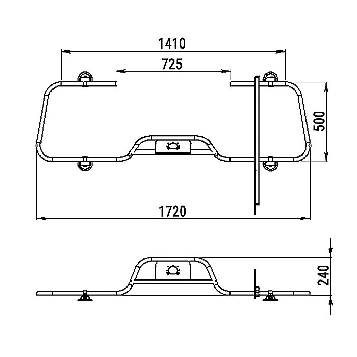 Стойка рулевая с бортовым креплением большая, арт. 010123T,          Техномарин 