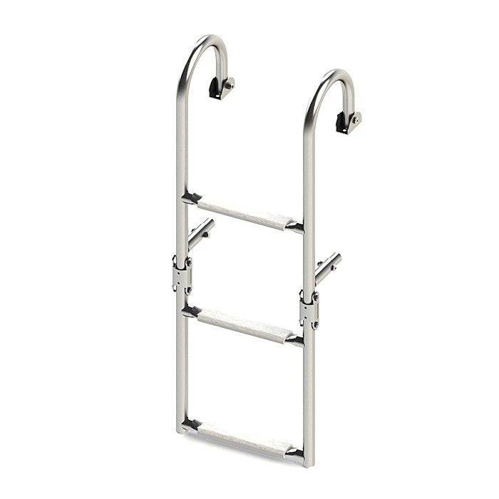 Трап складной с горизонтальным креплением, 3 белых ступени (ширина 270 мм.), арт. 040176WT,          Техномарин 