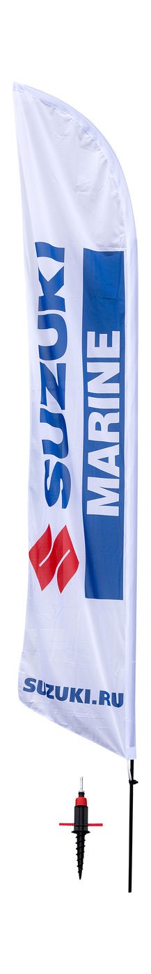 Флаг "SUZUKI MARINE" на флагштоке 4,5м. (левое расположение логотипа)