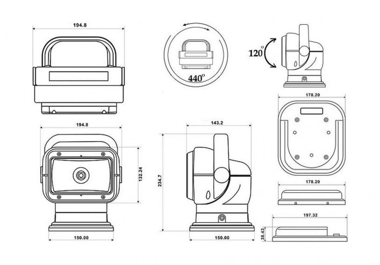 Прожектор с дистанционным управлением, белый корпус, галоген, брелок, модель 950, арт. SL001AWSD,          Allremote  Прожектор с дистанционным управлением, белый корпус, галоген, брелок, модель 950, арт. SL001AWSD,          Allremote