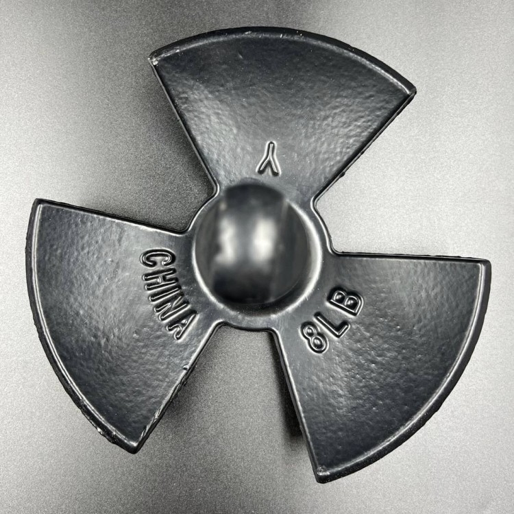 Якорь речной 3-х лепестковый (черный) с ПВХ покрытием 3.6кг (Allshine), арт. Anchor-3-Black-3.6kg_2000000194400,          ALSHINE 