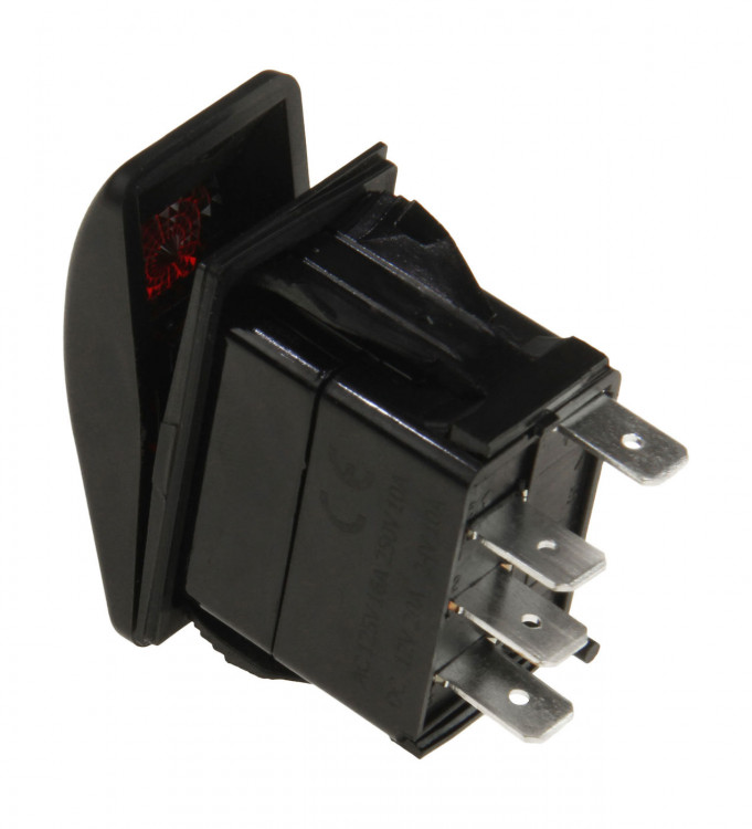 Переключатель трехпозиционный ON-OFF-ON 12В/20А 4Р с подсветкой, арт. AES111883PB,          AES.Co 