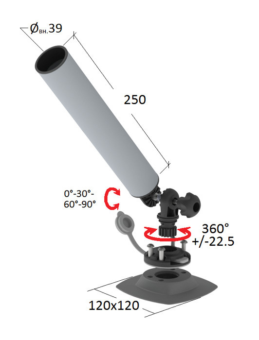 Держатель спиннинга торцевой на баллон быстросъемный, алюминий, арт. 030636T,          Техномарин 