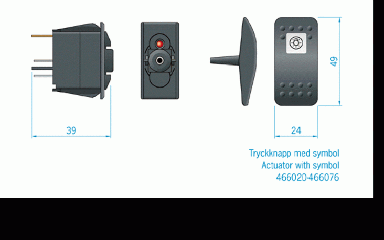 Переключатель трехпозиционный OFF-ON-ON 12В/20А, с подсветкой, ROCA, арт. 466208,          ROCA 