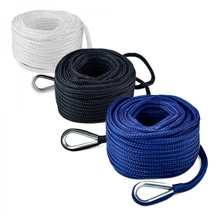 Трос (конец) якорный  плетеный, 6мм*30м, нейлон, белый, SK-TANBR630W-ts, арт. SK-TANBR630W-ts,          Skipper 