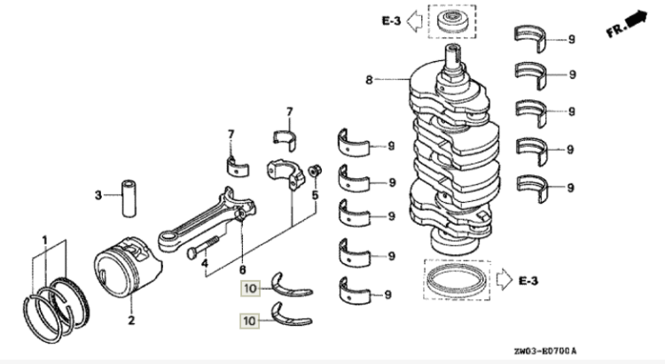Полукольца коленвала HONDA BF75-90, арт. 13331-PG6-004,          HONDA 