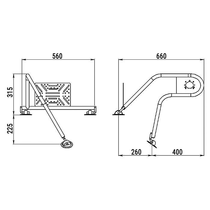 Стойка рулевая с креплением на баллон надувной лодки  25мм, арт. 010121T,          Техномарин 