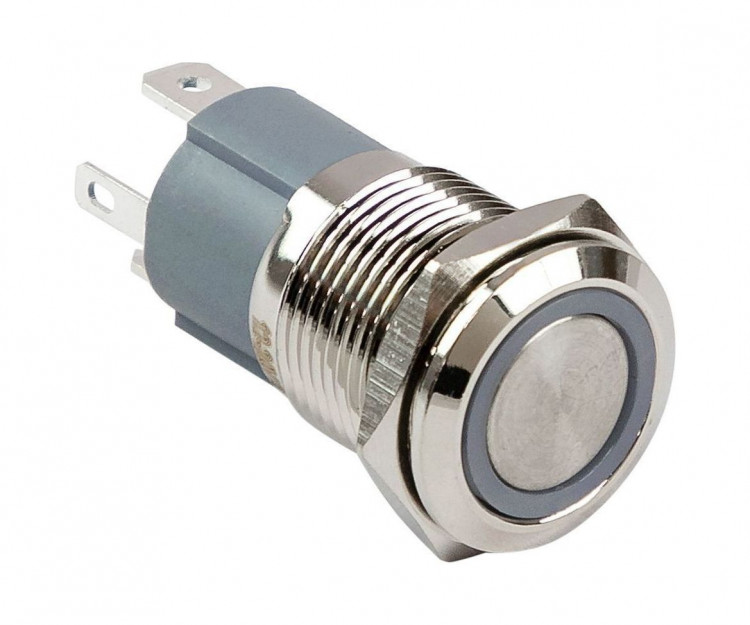 Кнопка с фиксацией, подсветка синяя, 12 В, д.16 мм, арт. MRBB00004,          MARINE ROCKET 