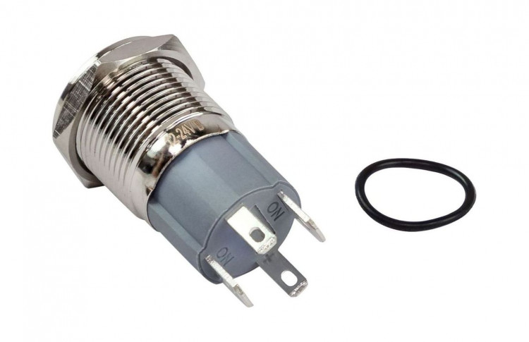 Кнопка с фиксацией, подсветка синяя, 12 В, д.16 мм, арт. MRBB00004,          MARINE ROCKET 