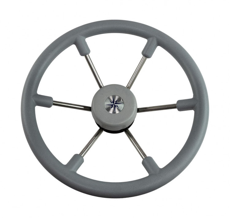 Рулевое колесо LEADER TANEGUM серый обод серебряные спицы д. 360 мм 