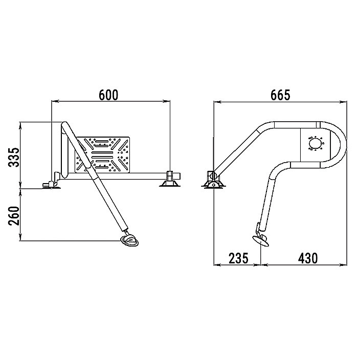 Стойка рулевая с креплением на баллон надувной лодки 32мм быстросъемная, арт. 010124T,          Техномарин 