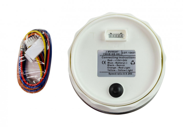 Тахометр 0-8000 об/мин со счетчиком моточасов делитель 0.5-250, белый циферблат, нержавеющий ободок, арт. TM8004WSMR,          MARINE ROCKET 