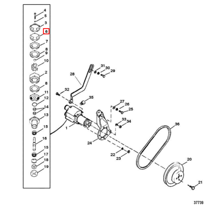 Прокладка паронитовая помпы MERCRUISER  ALPHA/BRAVO (Quicksilver), арт. 8052151,          MERCURY 