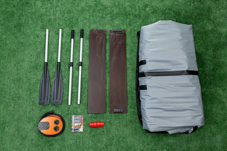 Надувная лодка ПВХ, RiverBoats RB 390 НДНД, серо-оранжевый, арт. RB390NDGO,          RiverBoats 