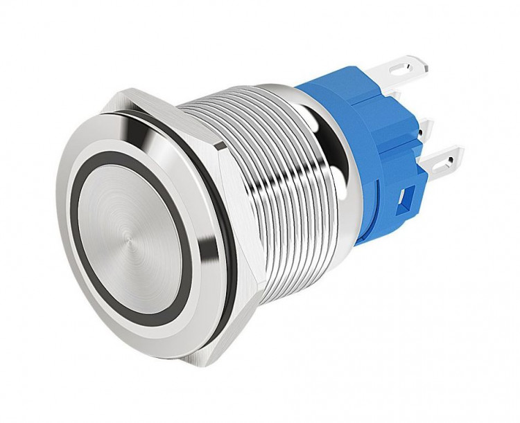 Кнопка с фиксацией, подсветка синяя, 12 В, д. 19мм, арт. 4620136058834,          Marine Rocket 