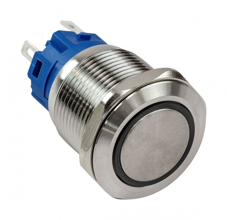 Кнопка с фиксацией, подсветка синяя, 12 В, д. 19мм, арт. 4620136058834,          Marine Rocket 