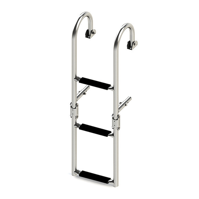 Трап складной с горизонтальным креплением, 3 черных ступени (ширина 220 мм.), арт. 040175BT,          Техномарин 