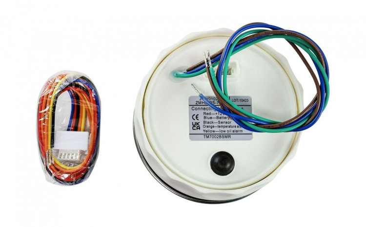 Тахометр 0-7000 об/мин с аварийной сигнализацией делитель 1-10, черный циферблат, нержавеющий ободок, арт. TM7002BSMR,          MARINE ROCKET 