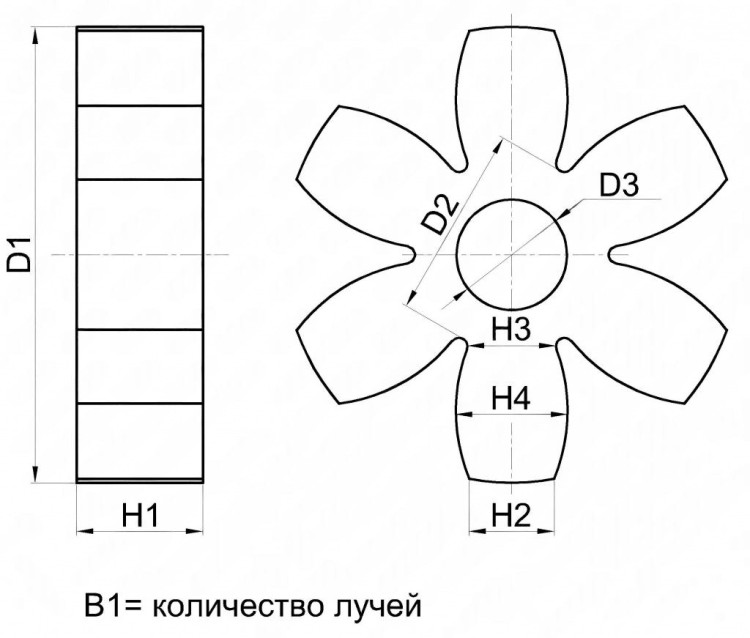 Вставка упругой муфты эластичная (звездочка) 200*100*34 , M92/красный , с отверстием, 10 лучей бочкообразной формы, 33-01-1155-poly , арт. 33-01-1155-poly,          Полиуретан 