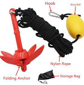 Якорь-кошка (Красный) 4кг с веревкой и поплавком в чехле (Allshine), арт. Anchor-4kg._2000000194523,          ALSHINE 