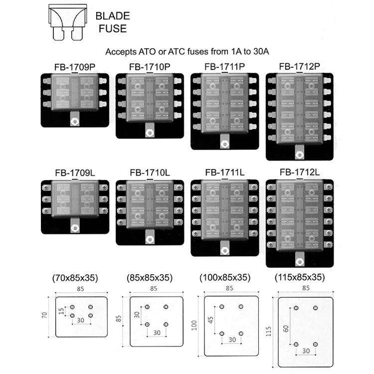 Блок предохранителей, 12 гнезд, арт. 10264242,          Китай 