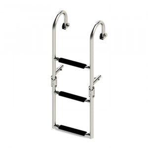 Трап складной с горизонтальным креплением, 3 черных ступени (ширина 270 мм.)