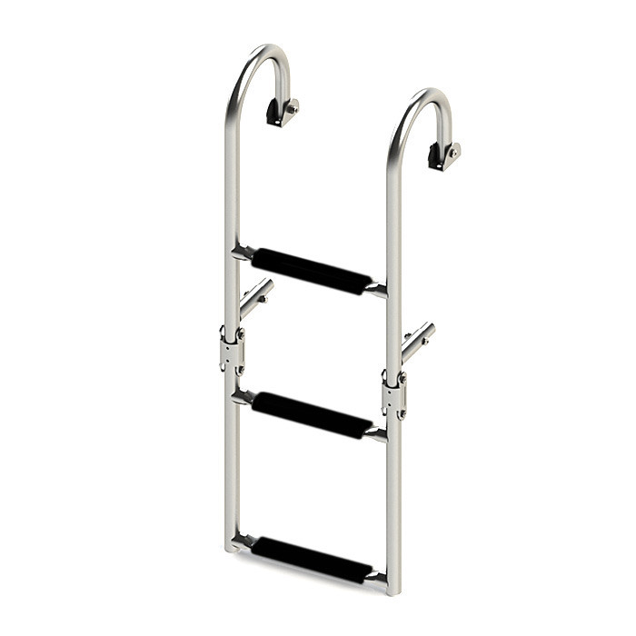 Трап складной с горизонтальным креплением, 3 черных ступени (ширина 270 мм.), арт. 040176BT,          Техномарин 