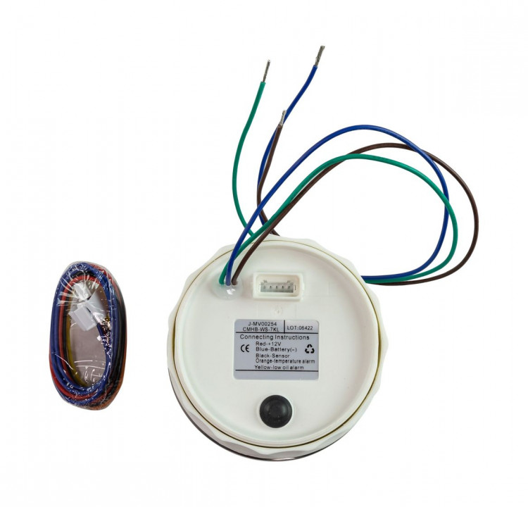 Тахометр 0-7000 об/мин с аварийной сигнализацией делитель 1-10, белый циферблат, нержавеющий ободок, арт. TM7001WSMR,          MARINE ROCKET 