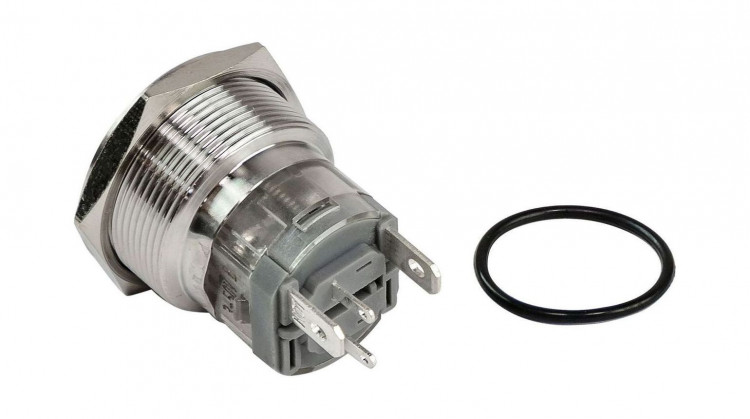 Кнопка с фиксацией, подсветка синяя, 12 В, д. 25 мм, арт. MRBB00010,          Marine Rocket  Кнопка с фиксацией, подсветка синяя, 12 В, д. 25 мм, арт. MRBB00010,          Marine Rocket